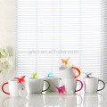 280cc porcelain tea cup with rubber coated handle and butterfly infuser